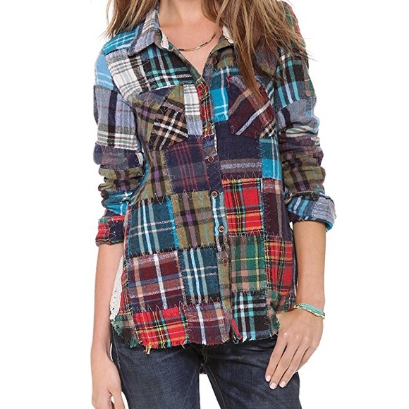 Free People Multicolor Plaid Button-Up Top - Picture 5 of 8